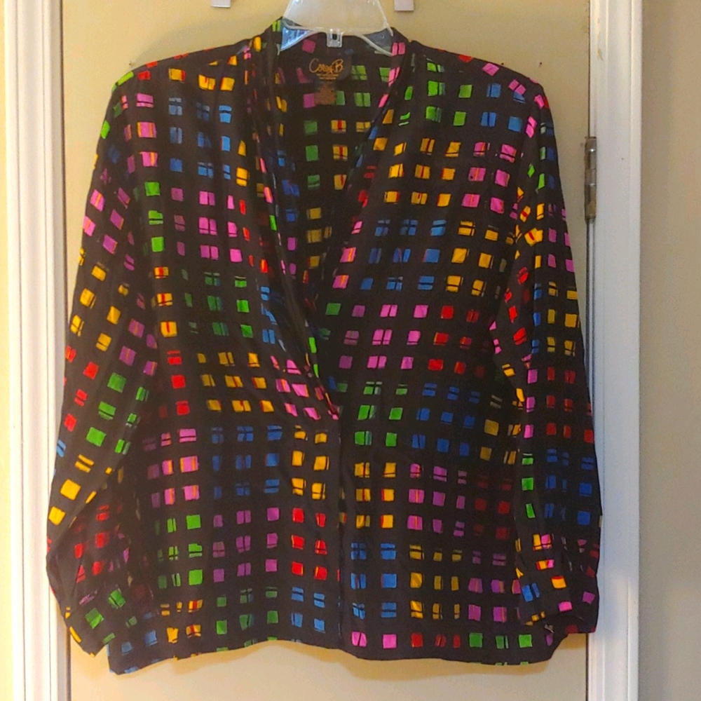 Vibrant Silk Blouse by Corey B New York size 1X